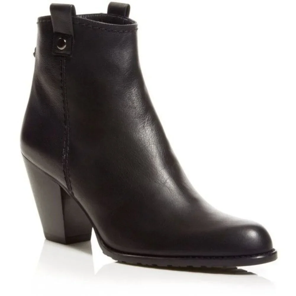 Stuart‎ Weitzman Black Leather Western Ankle Boots